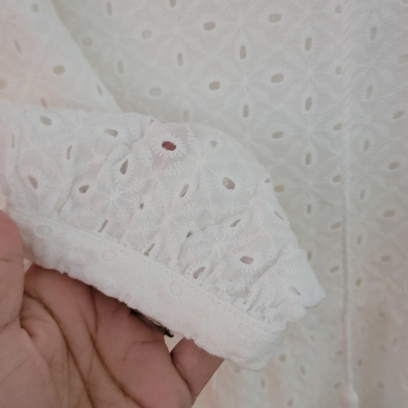 Harper Wren Boho Eyelet Smock Brachie Withe Dress size Medium. - Picture 7 of 16